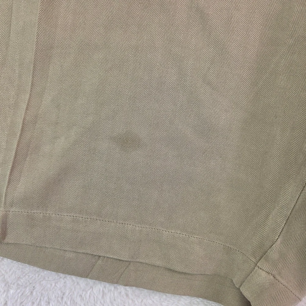 Caribbean Roundtree & Yorke 100% Silk Pleated Shorts Khaki Tan Mens 48 Big